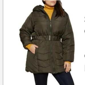 Plus Size Hooded Quilted Puffer Jacket